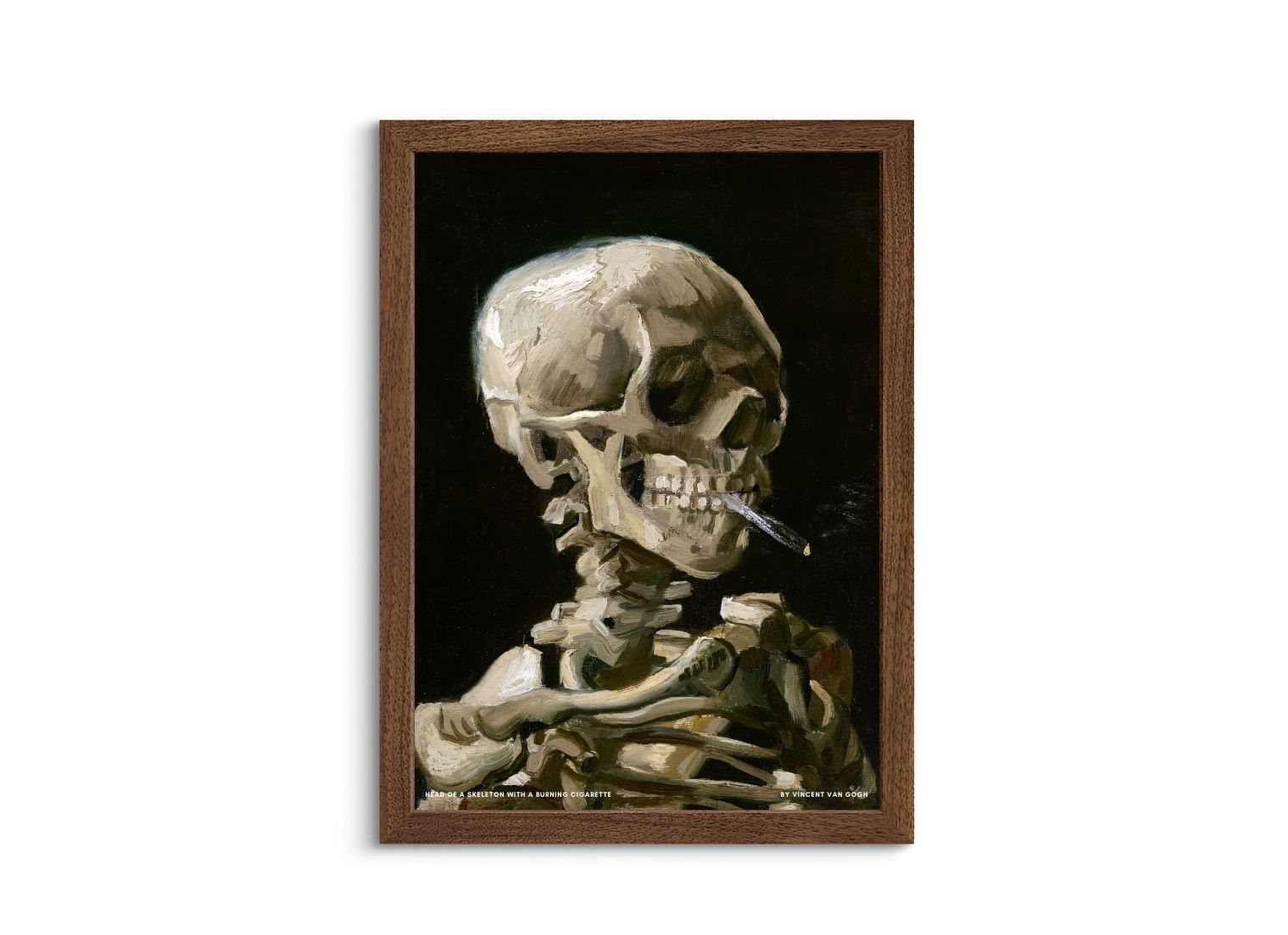 Head of a skeleton with a burning cigarette