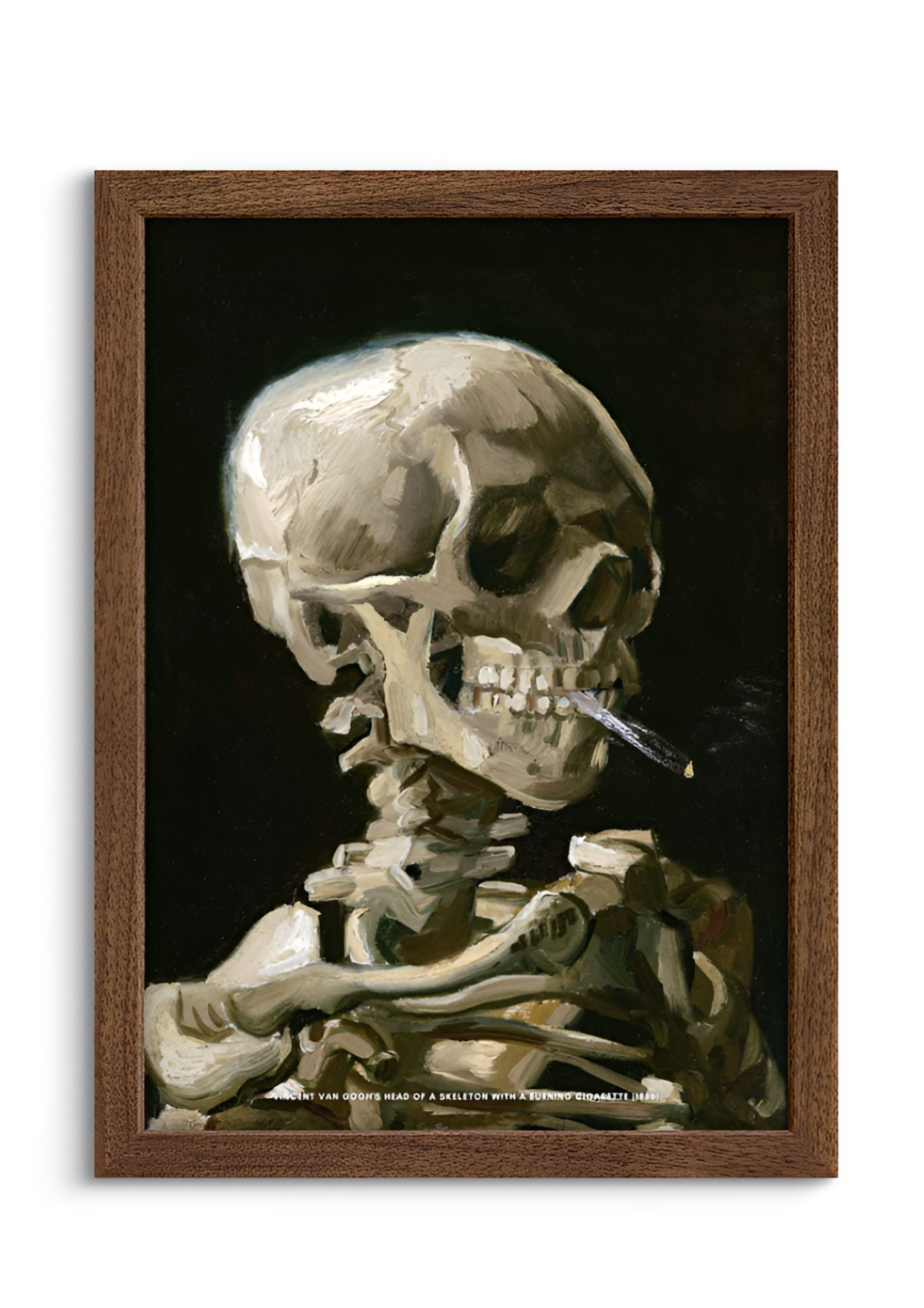 Head of a skeleton with a burning cigarette