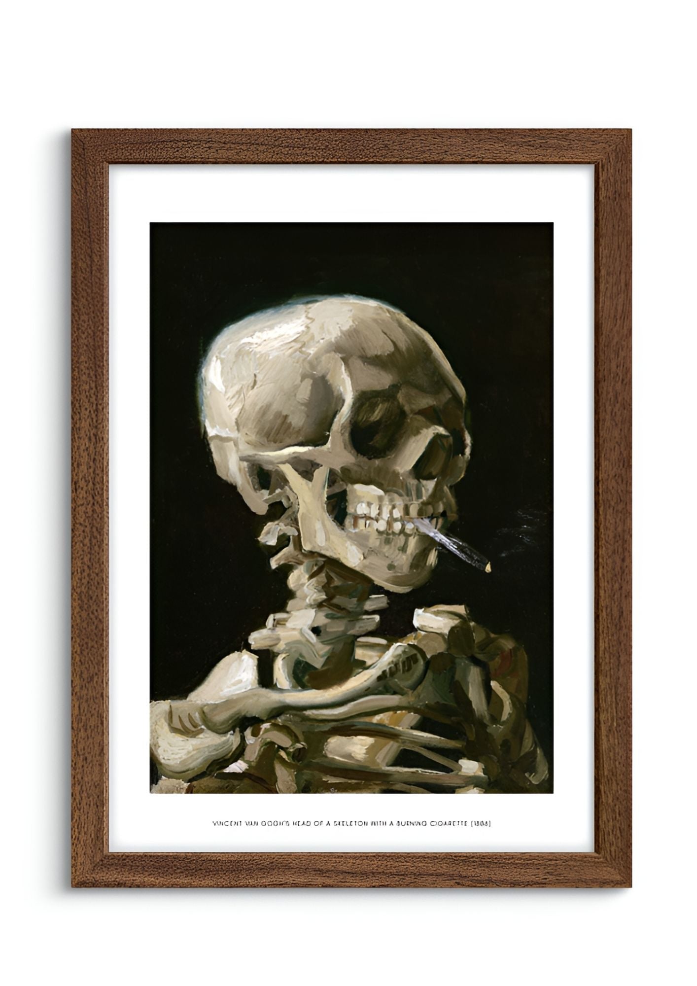 Head of a skeleton with a burning cigarette