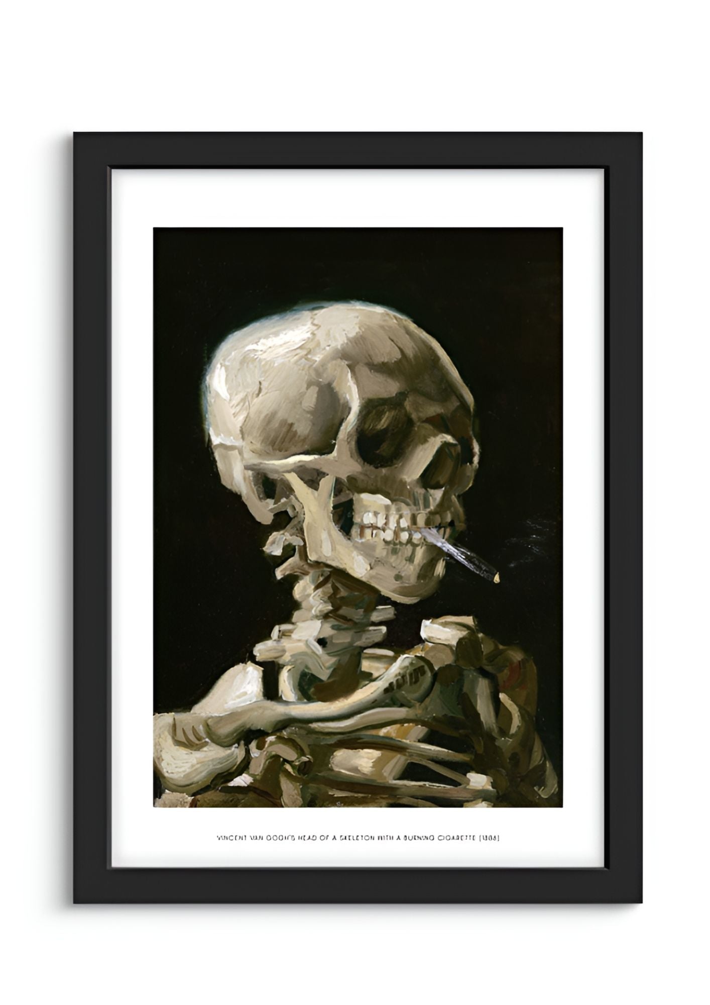 Head of a skeleton with a burning cigarette