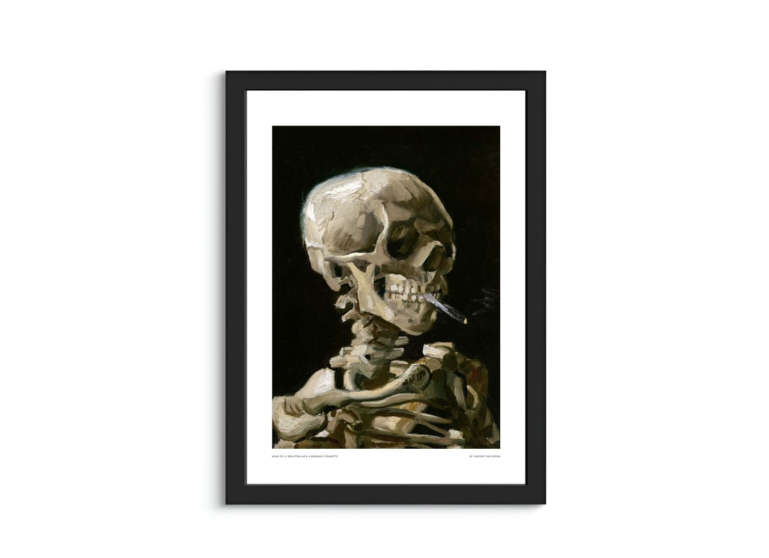 Head of a skeleton with a burning cigarette