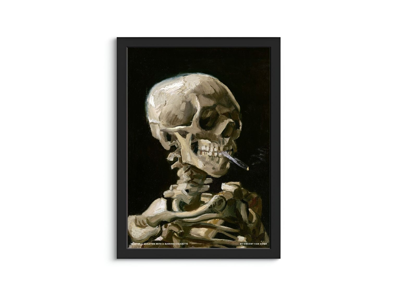 Head of a skeleton with a burning cigarette