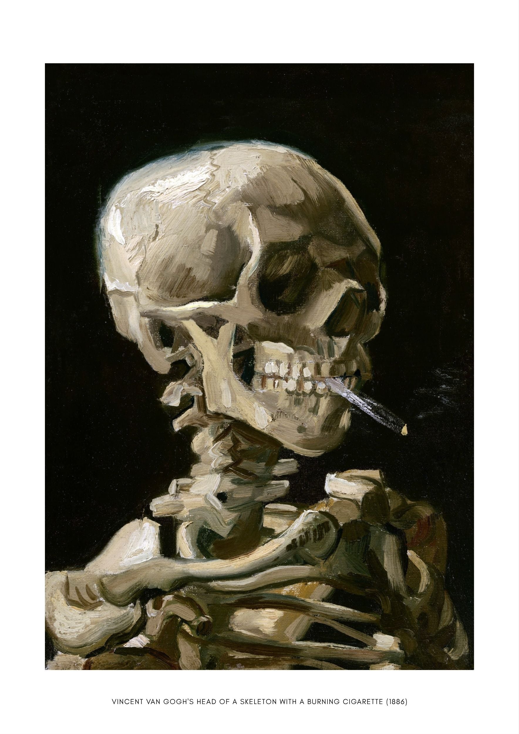 Head of a skeleton with a burning cigarette