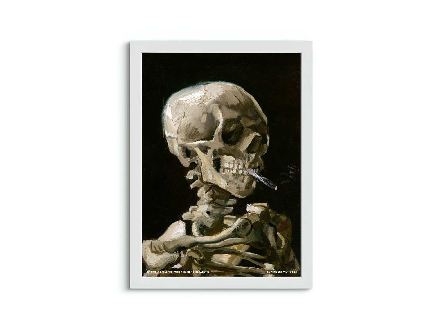 Head of a skeleton with a burning cigarette