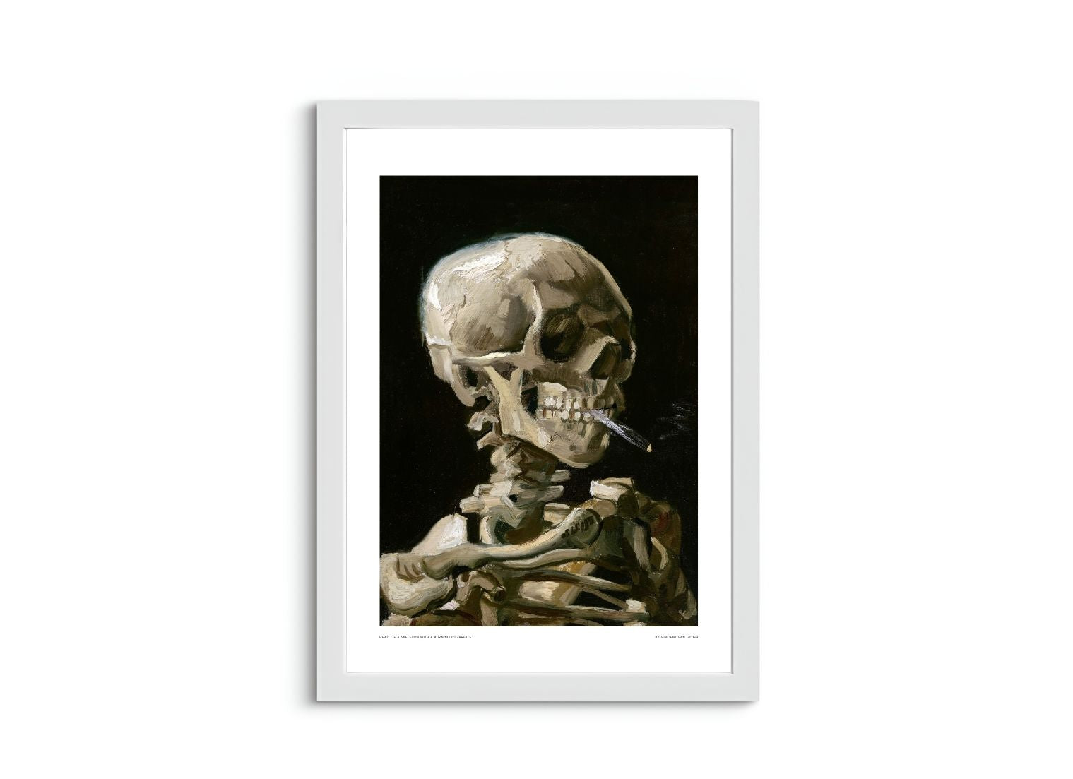 Head of a skeleton with a burning cigarette