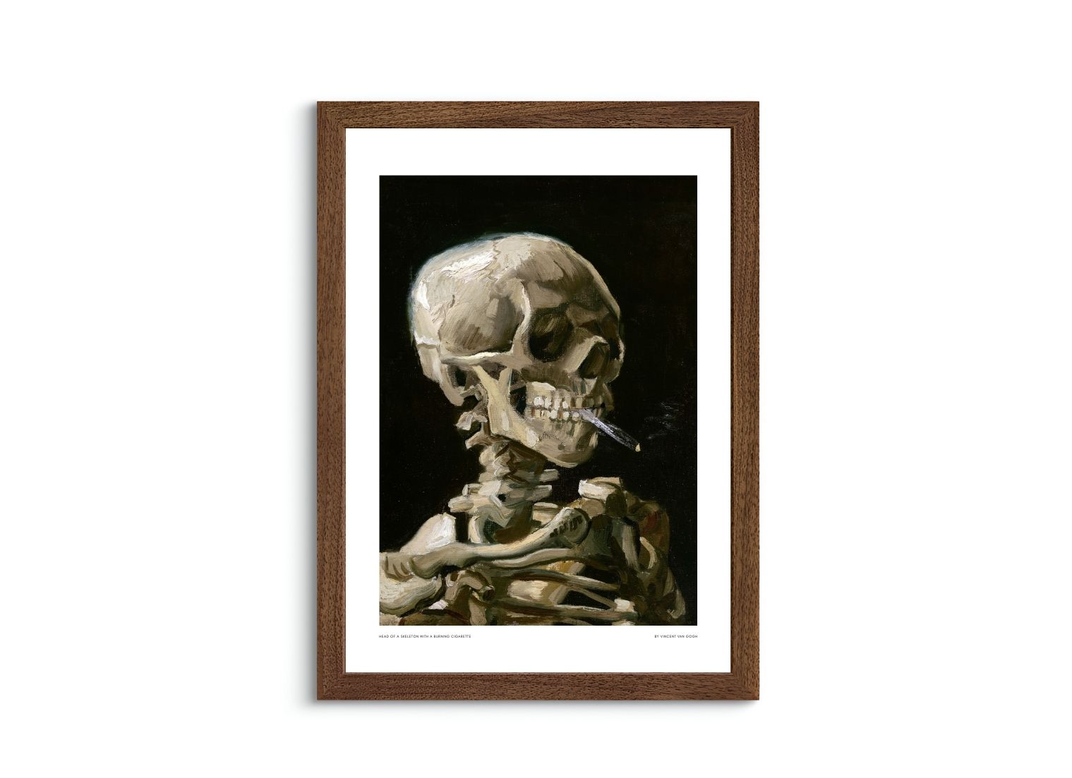Head of a skeleton with a burning cigarette